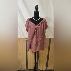 Chic Mauve Women's Blouse with Tie-Front